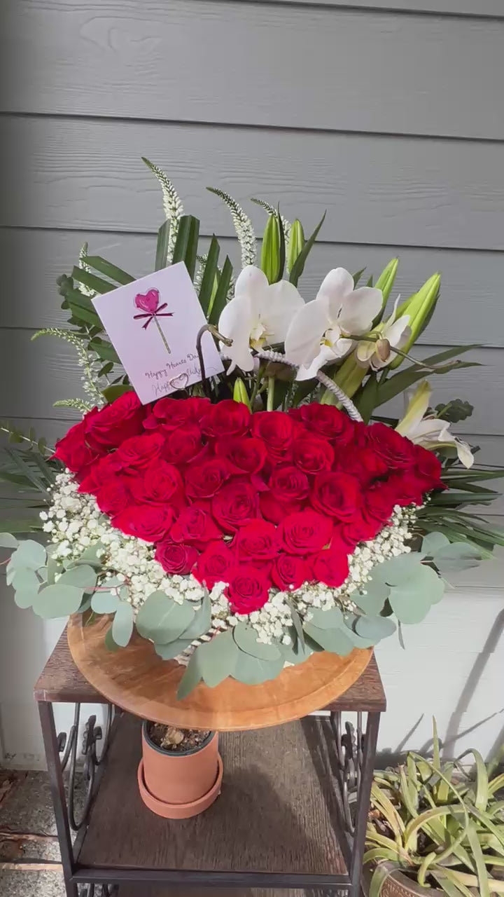 Huge rose heart arrangement